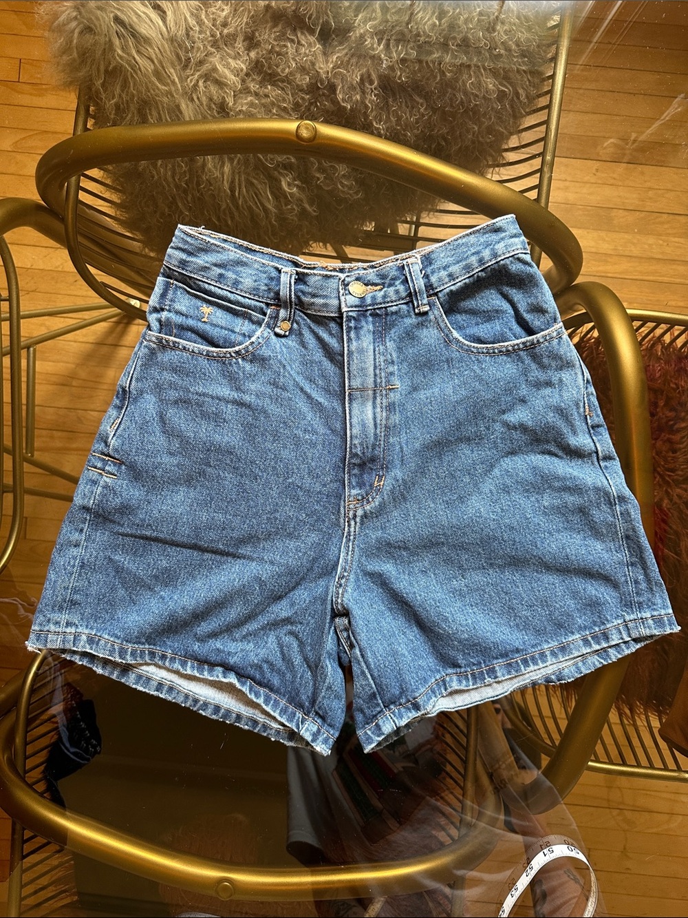Thrills Koko Double Rinsed Blue Denim Shorts